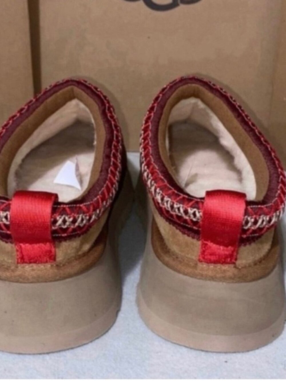UGG Tazz Platform Suede Mules Chestnut Casual Slip Ons - Picture 3 of 4